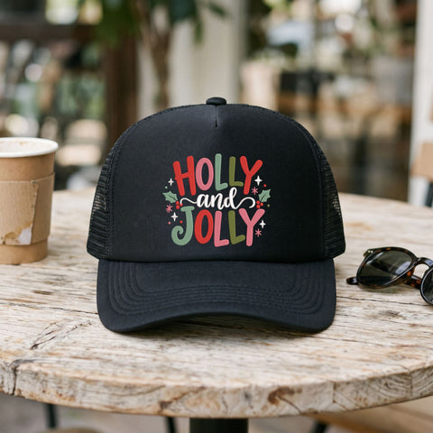 Holly and Jolly Christmas Embroidery Design – Colorful Retro Christmas Saying Holiday Machine Embroidery File Embroidery/Applique DESIGNS PatternFeed8 