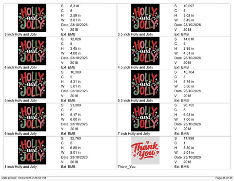 Holly and Jolly Christmas Embroidery Design – Colorful Retro Christmas Saying Holiday Machine Embroidery File Embroidery/Applique DESIGNS PatternFeed8 