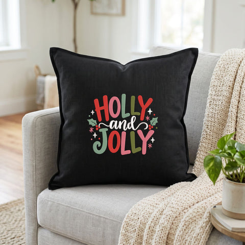 Holly and Jolly Christmas Embroidery Design – Colorful Retro Christmas Saying Holiday Machine Embroidery File Embroidery/Applique DESIGNS PatternFeed8 