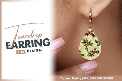 Holly Berry Pattern with Green Leaves and Red Berries on Beige Background Sublimation Regulrcrative 