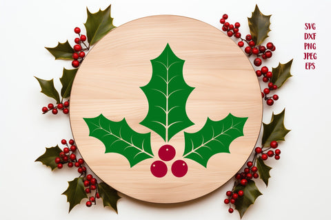 Cute Christmas Holly Leaves and Berries · Creative Fabrica