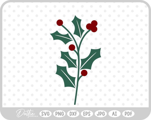 Holly Christmas Plant SVG DottieDigitals 