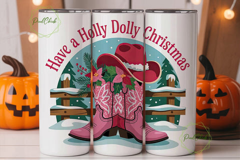 Holly Dolly Christmas 20oz Tumbler Wrap Sublimation PixelChick 