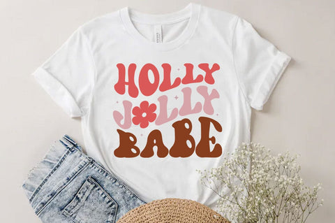 Holly jolly babe, Christmas Quotes Retro Design, Christmas SVG Design, Christmas Shirt, Christmas Sublimation SVG FiveStarCrafting 