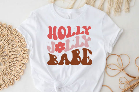 Holly jolly babe, Christmas Quotes Retro Design, Christmas SVG Design, Christmas Shirt, Christmas Sublimation SVG FiveStarCrafting 