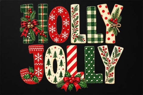 Holly Jolly Christmas Decorative Lettering SVG BillahCrafts 