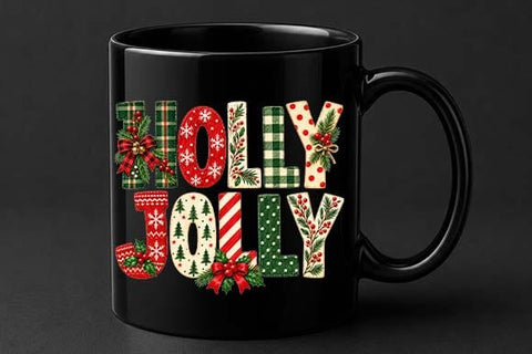 Holly Jolly Christmas Decorative Lettering SVG BillahCrafts 