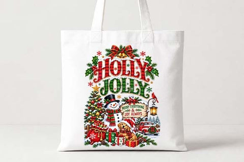 Holly Jolly Christmas Scene with Snowman and Dog SVG BillahCrafts 