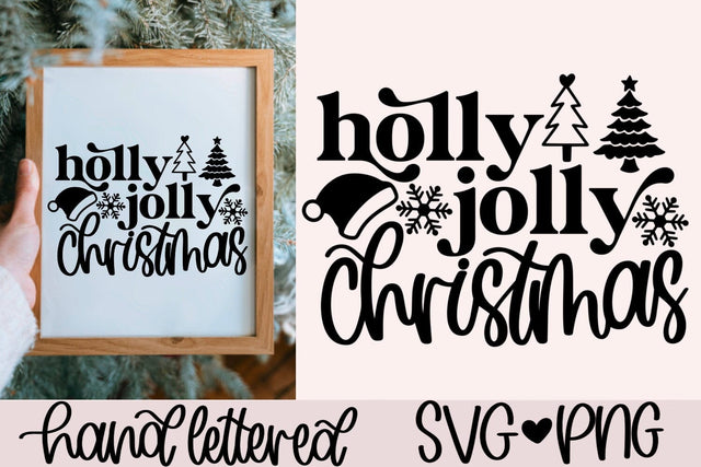 Holly jolly christmas svg, christmas sign svg, christmas ornament svg, christmas decor svg, christmas shirt svg, christmas vibes svg SVG AnitaAlyiaLettering 