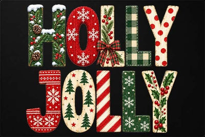 Holly Jolly Christmas Typography Design SVG BillahCrafts 