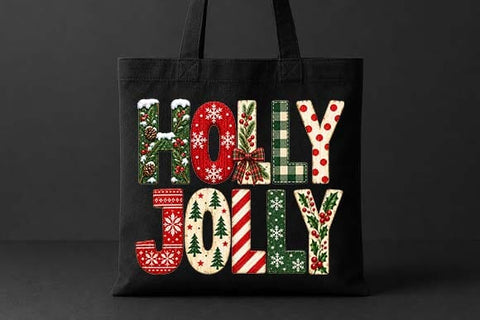 Holly Jolly Christmas Typography Design SVG BillahCrafts 