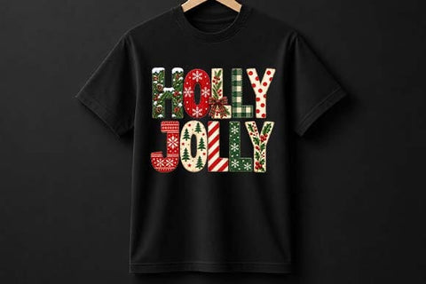 Holly Jolly Christmas Typography Design SVG BillahCrafts 