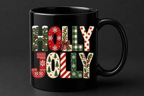Holly Jolly Christmas Typography Design SVG BillahCrafts 
