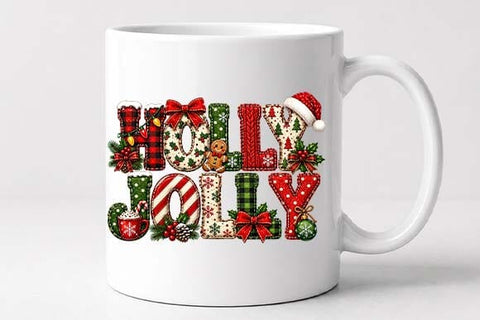 Holly Jolly Christmas Word Art Design SVG BillahCrafts 