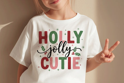 Holly Jolly Cutie SVG PNG Retro Christmas Apparel Design SVG BijouBay 