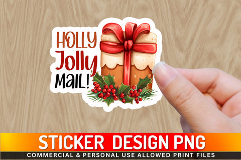 Holly jolly mail Sticker Design Sublimation Regulrcrative 