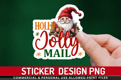 Holly jolly mail Stickers Design Sublimation Regulrcrative 