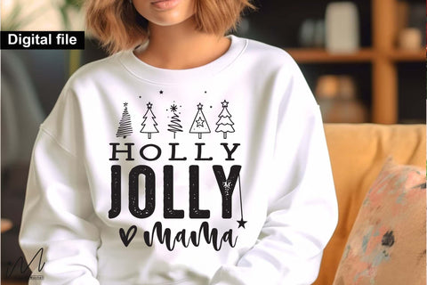 Holly Jolly Mama SVG, Cute Christmas Mom Quote Cut File for Cricut SVG Isabella Machell 