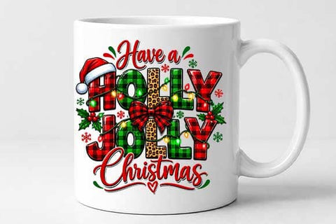 Holly Jolly Plaid Christmas PNG SVG BillahCrafts 