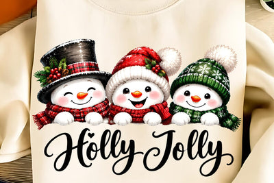 Holly Jolly PNG, Christmas Snowman Sublimation Sublimation DesignPlante 503 