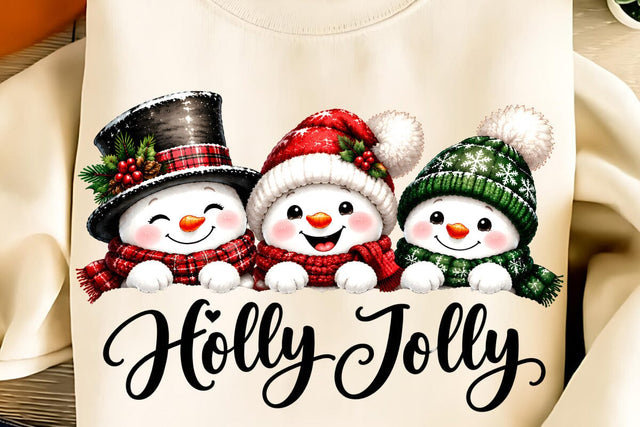 Holly Jolly PNG, Christmas Snowman Sublimation Sublimation DesignPlante 503 