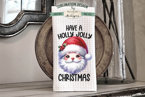 Holly Jolly Santa Faces | Kitchen Towel Sublimation Designs Sublimation Ewe-N-Me Designs 