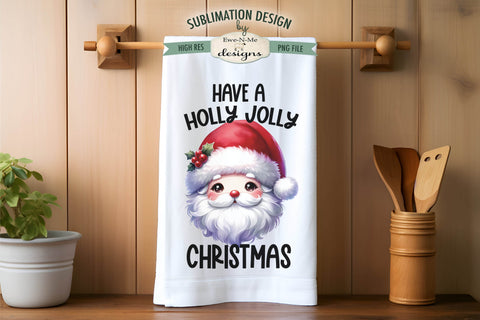 Holly Jolly Santa Faces | Kitchen Towel Sublimation Designs Sublimation Ewe-N-Me Designs 