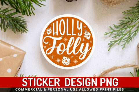 Holly jolly Sticker Design Sublimation Regulrcrative 