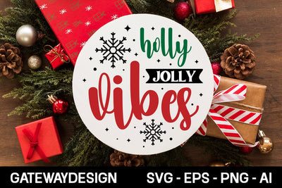 Holly Jolly Vibes Sign Svg Design SVG designmaster24 