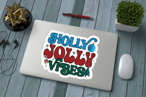 Holly jolly vibes Stickers Design Sublimation Regulrcrative 