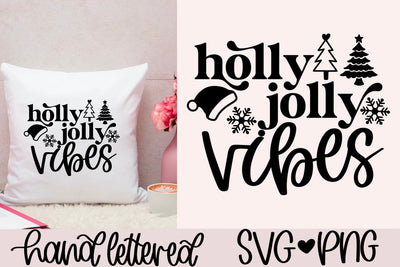 Holly jolly vibes svg, christmas sign svg, christmas ornament svg, christmas decor svg, christmas shirt svg, trendy christmas svg SVG AnitaAlyiaLettering 