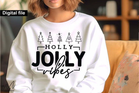 Holly Jolly Vibes SVG, Cozy Holiday Saying for Winter Craft Projects SVG Isabella Machell 