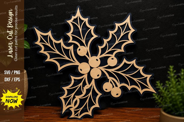 Holly Leaves Ornament laser cut svg File SVG Regulrcrative 