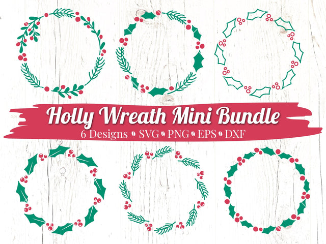 Holly Wreath Bundle SVG Caffeinated SVGs 