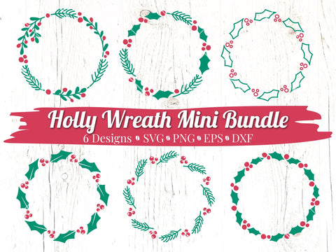 Holly Wreath Bundle SVG Caffeinated SVGs 