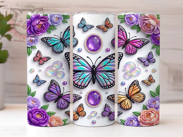 Holo Butterfly Gem 20oz Tumbler, Holo Butterfly, Butterfly Gem, Holo Gem, Butterfly Tumbler, 20oz Tumbler, Holo Tumbler, Tumbler Wrap Sublimation Lara' s Designs 