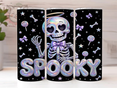 Holo Glitter Skeleton 20oz Tumbler, Skeleton Motif, Glitter Accent, Holo Theme, Glow Art Design, Gothic Flair, Sublimation Wrap, 20oz Tumbler Sublimation Lara' s Designs 