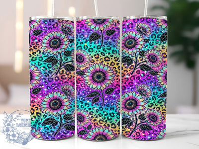 Holo Sunflower Leopard 20oz Tumbler, Holo Sunflower, Sunflower Leopard, Leopard Tumbler, 20oz Tumbler, Holo Tumbler, Sunflower Tumbler, Tumbler Wrap Sublimation ToriDesigns 