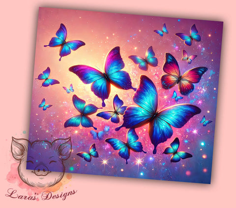 Holographic Butterflies Colorful Iridescent Tumbler Wrap, 20oz Drinkware, Butterfly Sublimation, Colorful Drinkware, Butterfly Gifts, Iridescent Tumbler Design Sublimation Lara' s Designs 