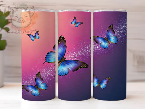 Holographic Butterflies Colorful Iridescent Tumbler Wrap, 20oz Drinkware, Butterfly Sublimation, Colorful Drinkware, Butterfly Gifts, Iridescent Tumbler Design Sublimation Lara' s Designs 