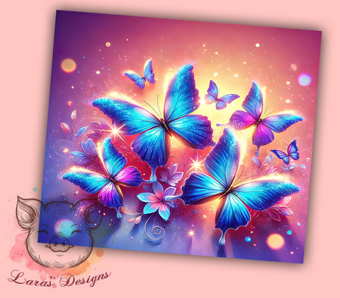Holographic Butterflies Colorful Iridescent Tumbler Wrap, 20oz Drinkware, Butterfly Sublimation, Colorful Drinkware, Butterfly Gifts, Iridescent Tumbler Design Sublimation Lara' s Designs 