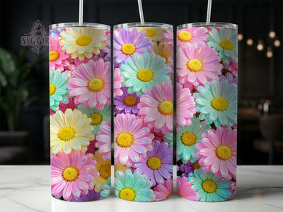Holographic Daisy Glow 20oz Tumbler, Holographic Daisy, Daisy Glow, Daisy Tumbler, 20oz Tumbler, Holographic Tumbler, Glow Tumbler, Tumbler Wrap Sublimation SvggirlplusArt 