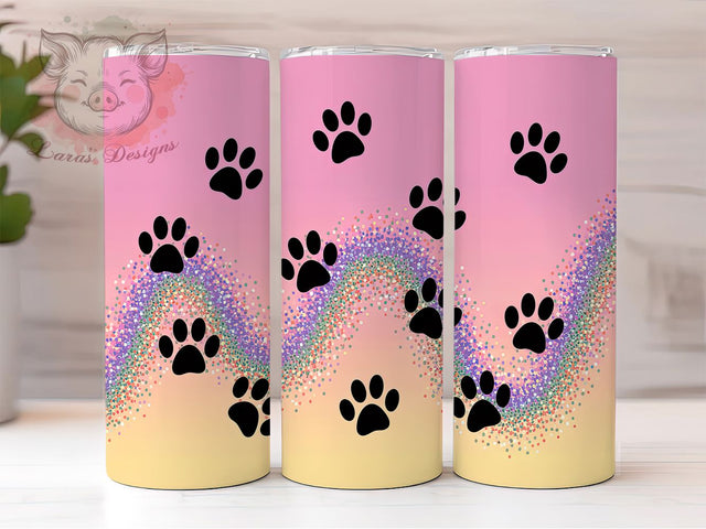Holographic Dog Paw Tumbler, Holographic Tumbler Wrap, Custom Pet Tumbler, Paw Print Design, Glitter Sublimation Template, Dog Mom Gift, Iridescent Tumbler Design Sublimation Lara' s Designs 