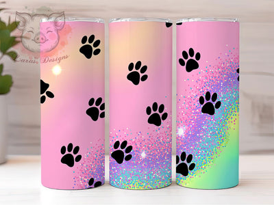 Holographic Dog Paw Tumbler, Holographic Tumbler Wrap, Custom Pet Tumbler, Paw Print Design, Glitter Sublimation Template, Dog Mom Gift, Iridescent Tumbler Design Sublimation Lara' s Designs 