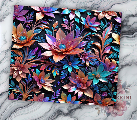 Holographic Floral 20oz Tumbler Wrap PNG, Spring Flower Tumbler Png, Straight & Tapered Tumbler Wrap, Instant Digital Download Sublimation Li Zamperini 