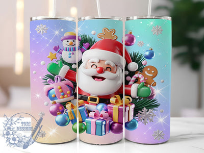 Holographic Gingerbread Christmas Tumbler, Gingerbread Wrap, Santa Holiday Design, Sublimation Cup, 20oz Skinny Tumbler, Festive Drinkware, Shiny Christmas Style Sublimation ToriDesigns 