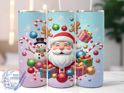 Holographic Gingerbread Christmas Tumbler, Gingerbread Wrap, Santa Holiday Design, Sublimation Cup, 20oz Skinny Tumbler, Festive Drinkware, Shiny Christmas Style Sublimation ToriDesigns 