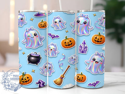 Holographic Halloween 20oz Tumbler, Iridescent Spooky, Shimmering Horror, Rainbow Glow, Futuristic Haunt, Metallic Shine, Vibrant Night, Sublimation Wrap Sublimation ToriDesigns 