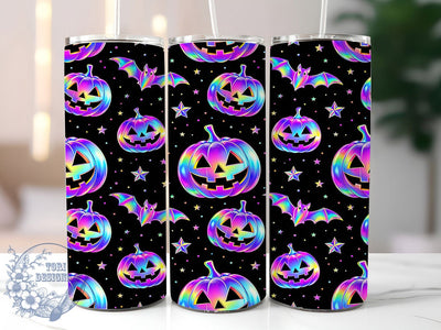 Holographic Halloween Pattern 20oz Tumbler, Holographic Effect, Halloween Spooky, Iridescent Shimmer, 20oz Tumbler Wrap, Sublimation Design, Glowing Holiday, Digital Download Sublimation ToriDesigns 