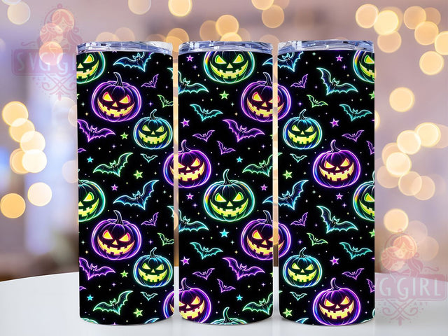Holographic Halloween Pattern 20oz Tumbler, Iridescent Spooky, Shimmering Halloween, Modern Ghosts, Glowing Bats, Futuristic Fall, Vibrant Design, Sublimation Wrap Sublimation SvggirlplusArt 
